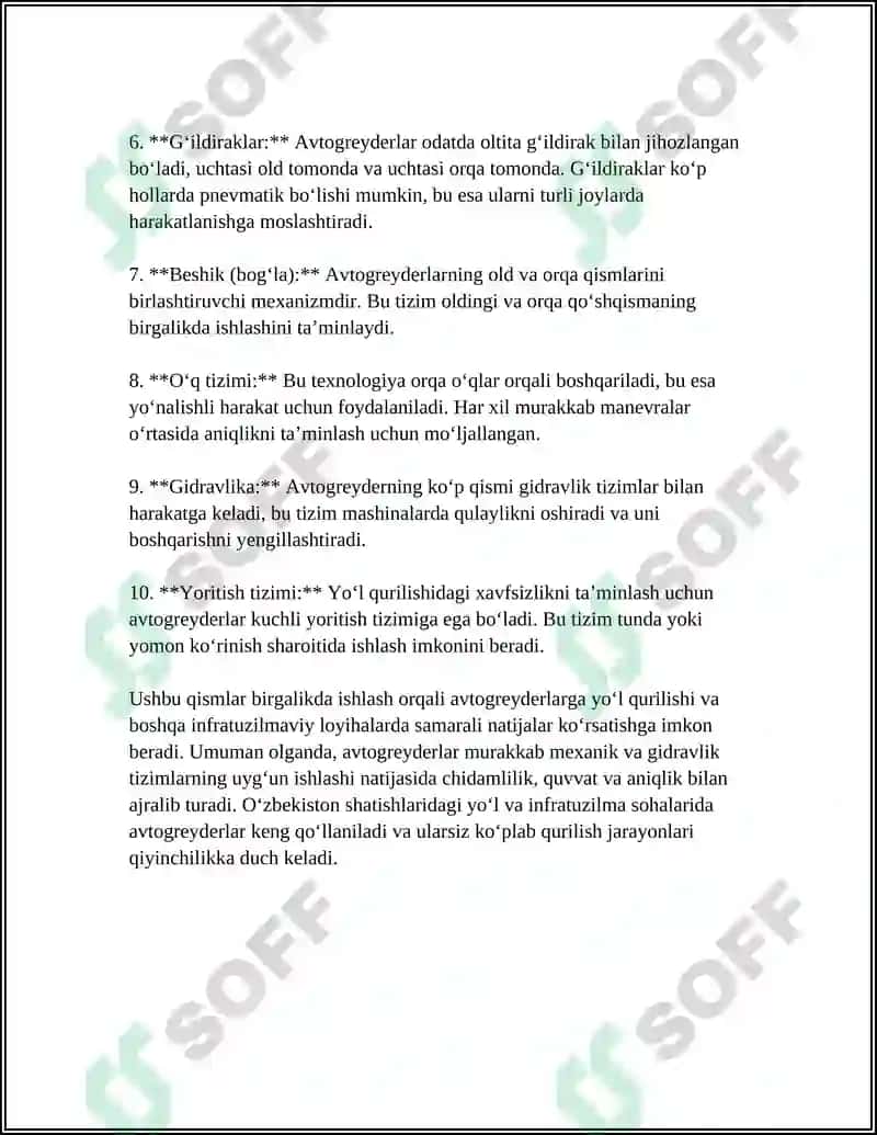 AVTOGREYDERLARNI ISHLASH TEXNOLOGIYASI 4