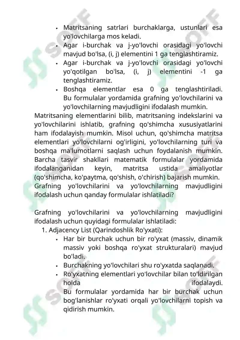 Kompyuter xotirasida graflarni tasvirlash shakllari 4