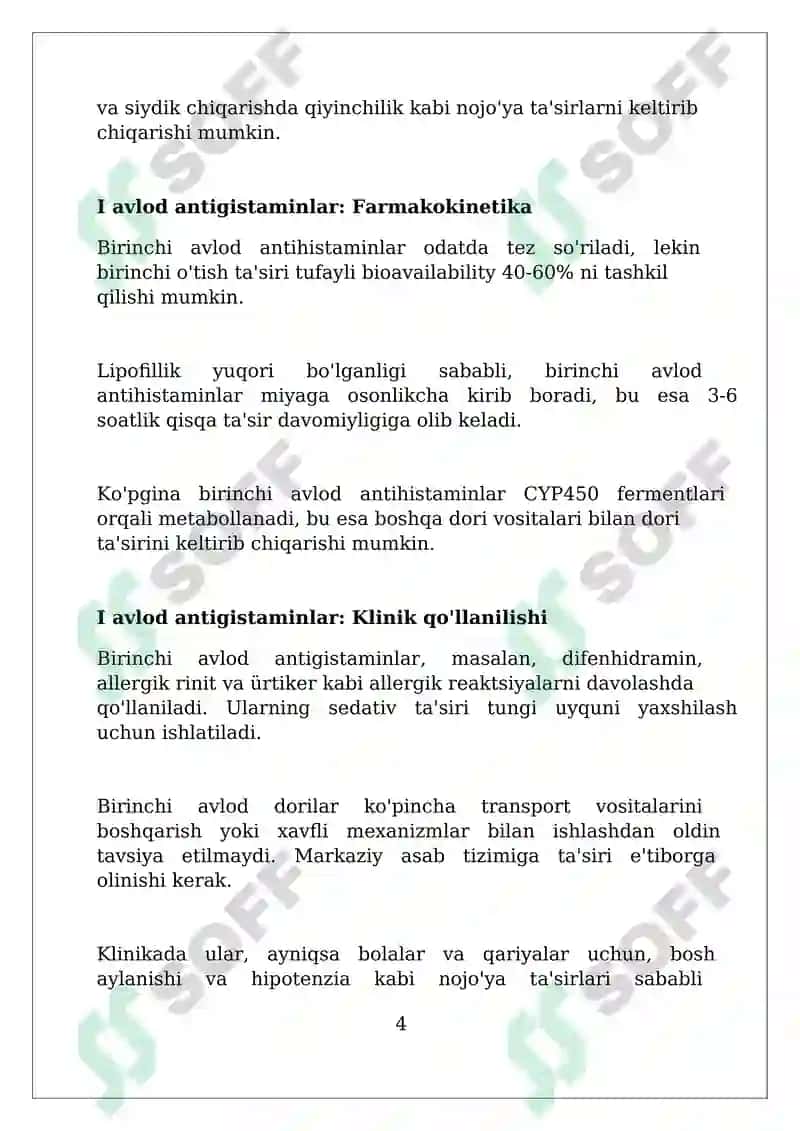 I.II.III. davrdagi antigistamin dori vositalar klinik farmakologiyasi 4