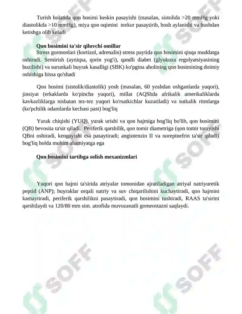 Yurak qon tomirlarini bosiming taqsimlanishi 4