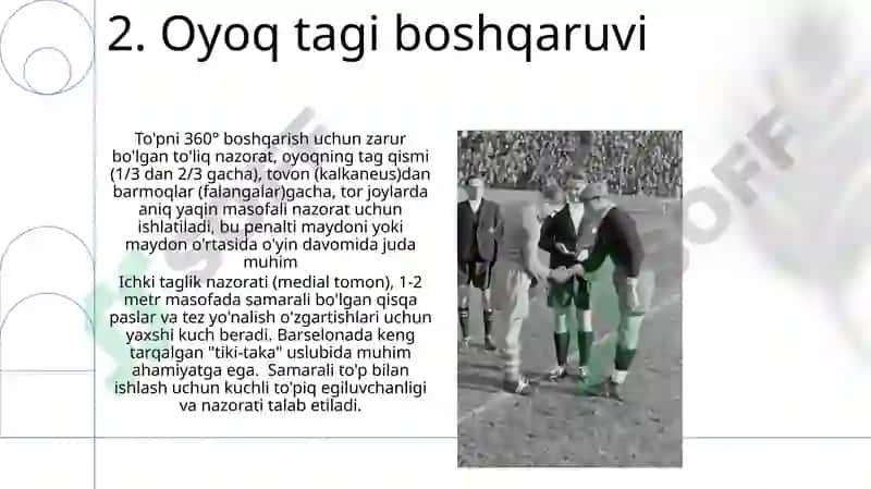 Futbòl òyinida tòpni olib qòyish texnikasi 4