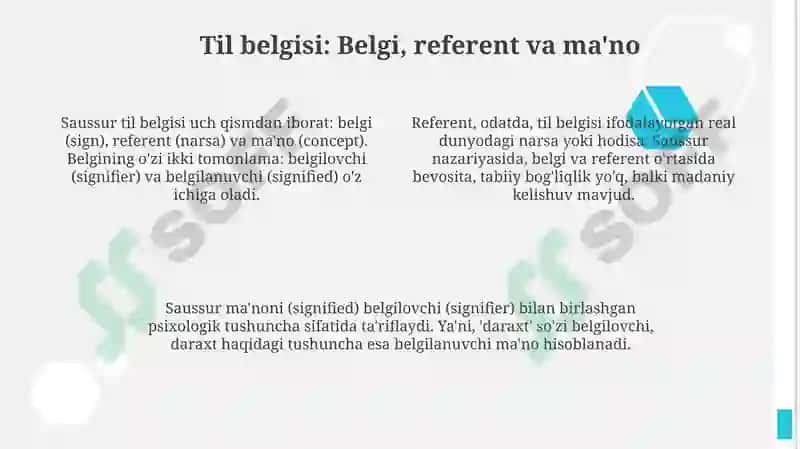 Ferdinand Du Sossyurning lingvistik nazariyasi va tilshunoslikda strukturalizm 4
