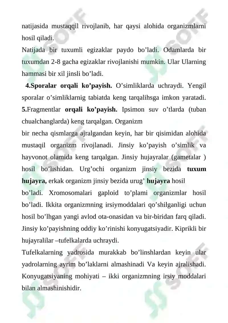 Jinssiz va Jinsiy Ko'payish 4