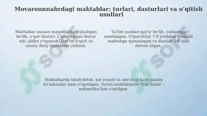 Ta'lim va maktablar Movarounnahrda XIV-XVI asrlarda 4
