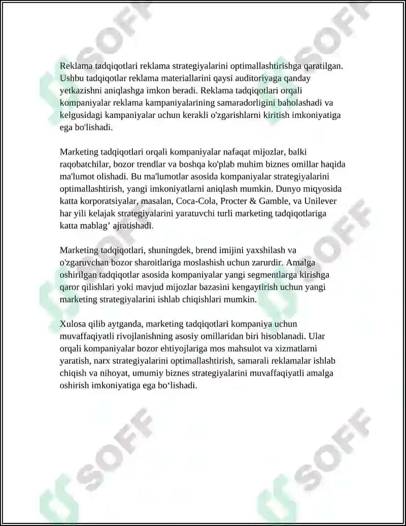 MARKETING TADQIQOTLARI VA TADQIQOT USLUBLARI 4