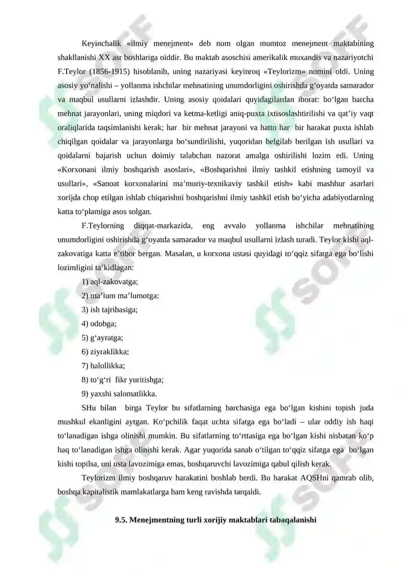 Boshqaruv tizimi nazariyasi va amaliyotining rivojlanish bosqichlari. Boshqaruv funksiyalari, tamoyillari. 4
