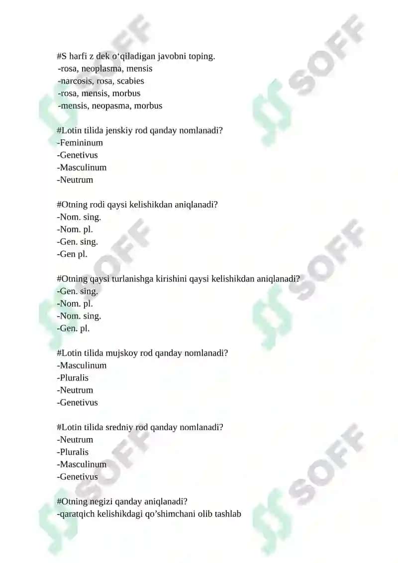 Davolash ishi test 100 talik 4