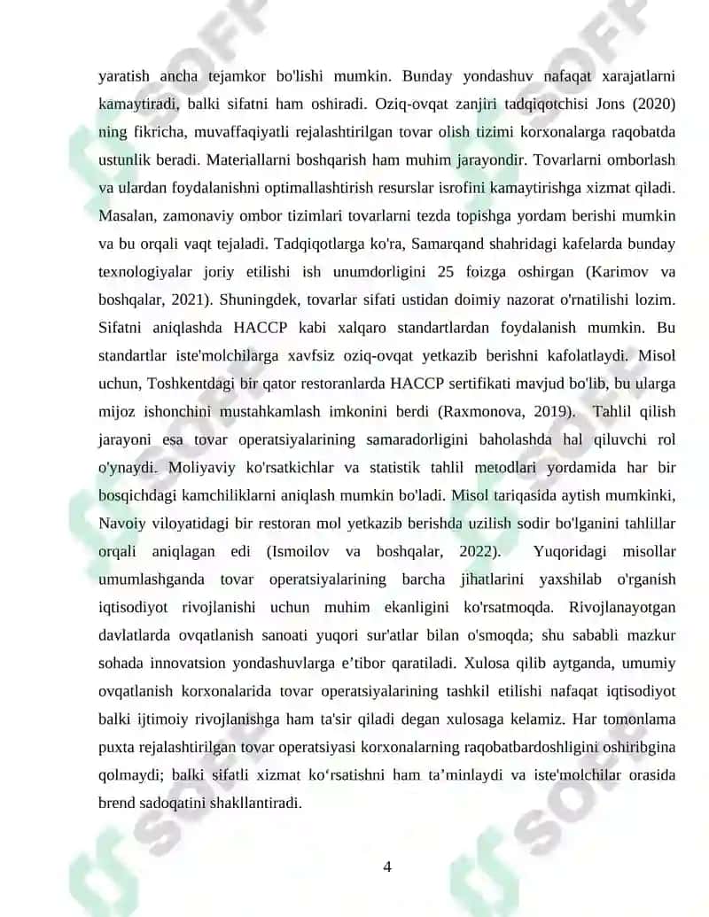 Umumiy ovqatlanish korxonalarida tovar operatsiyalari analizining o'zgachaliklari 4