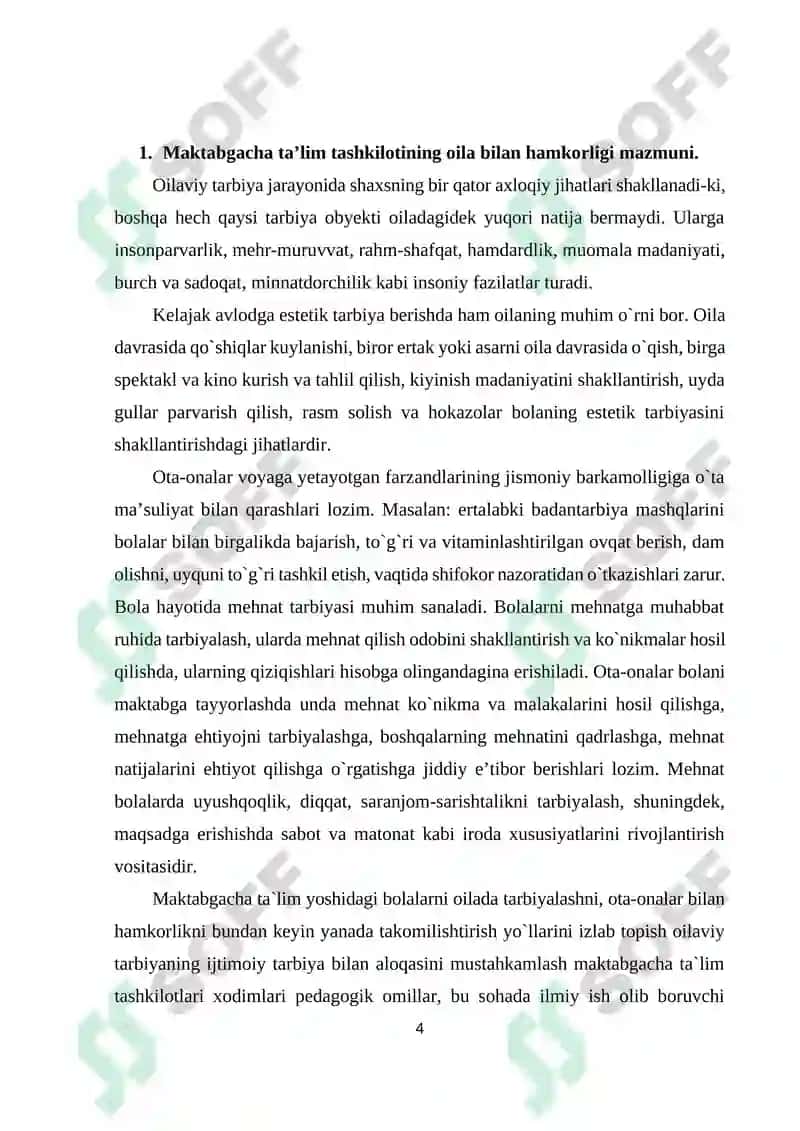 MAKTABGACHA TA’LIM MUASSASASI, OILA VA MAKTAB HAMKORLIGI 4