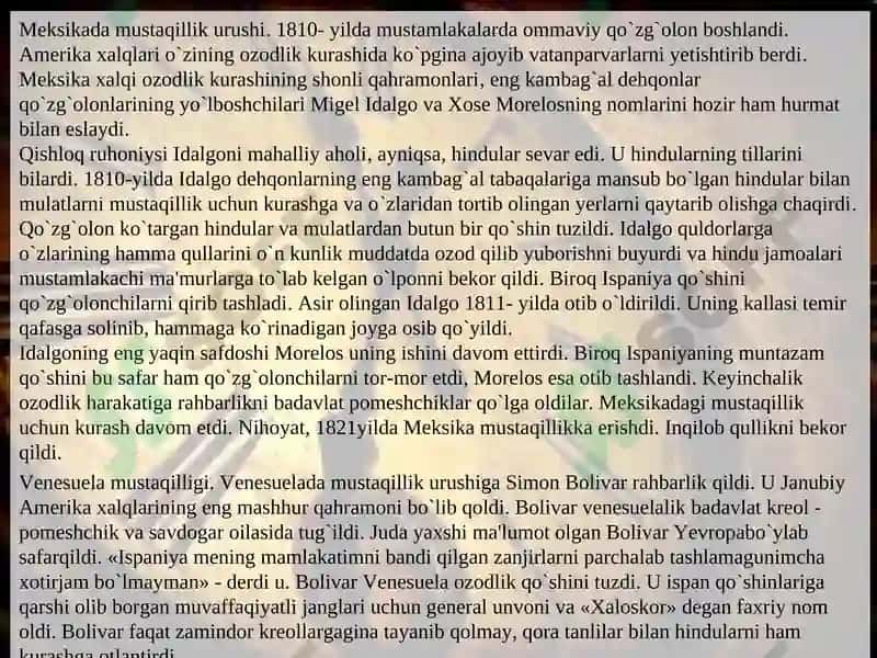 Lotin Amerikasi va Afrika Mamlakatlarda Milliy Ozodlik Kurashlari 4