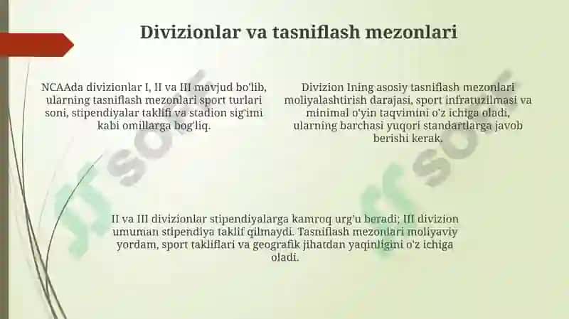 Yengilatletika boʻlimlari va ularning turkumlanishi 4
