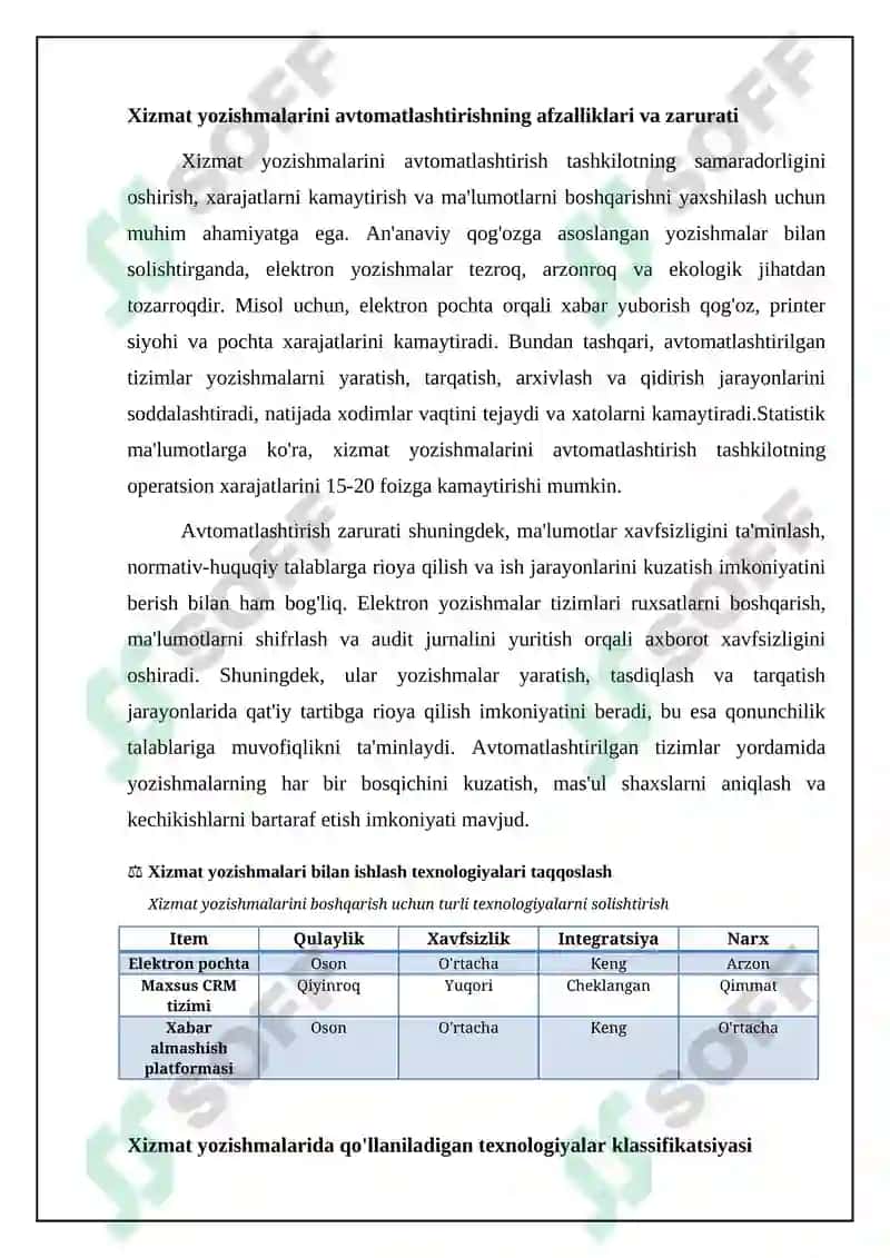 Xizmat yozishmalari bilan ishlash technologiyalari 4