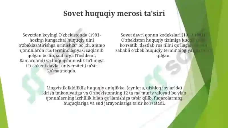 Huquqiy O'zbek tilining muammolari va kelajak yo'nalishlari 4
