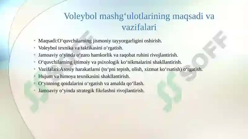 UMUMTA’LIM MAKTABLARNING JISMONIY TARBIYA DARSLARIDA VOLEYBOL BO‘YICHA MASHG‘ULOTLARNI O‘TKAZISH USLUBIYATI 4