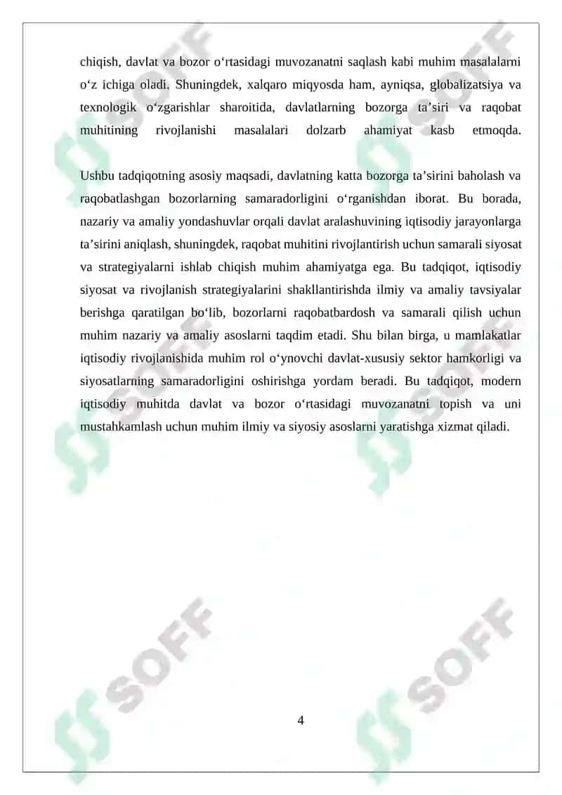 Davlatning Bozorga Tasirini Baholash va Raqobatlashgan Bozor Samaradorligi 4