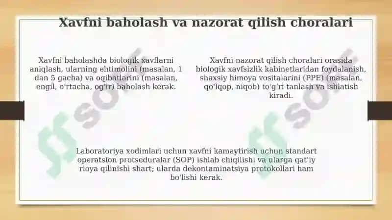 Biomateriallar bilan ishlashda laboratoriya xodimlarining xavfsizligi 4