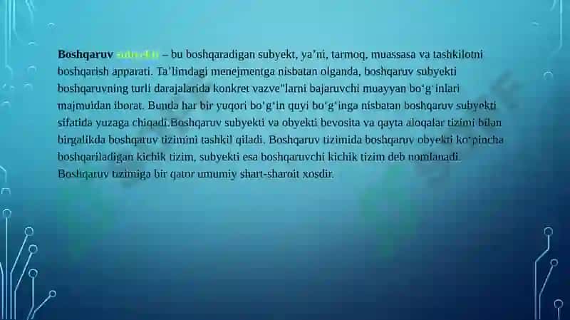 Boshqaruv obyekti va subyekti 4