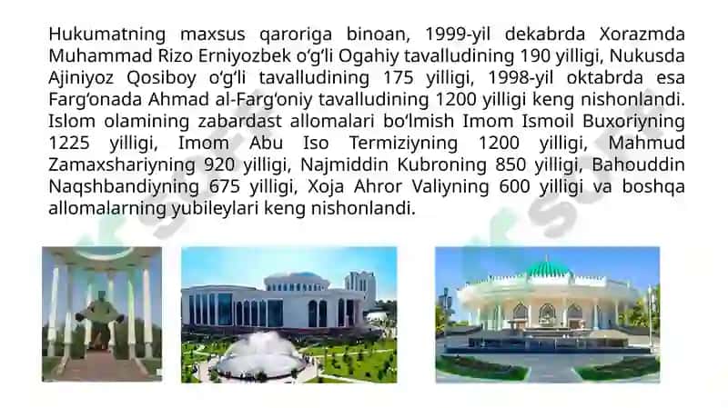 Mustaqillik yillarida O’zbekistondagi ma’naviy va madaniy taraqqiyot 4