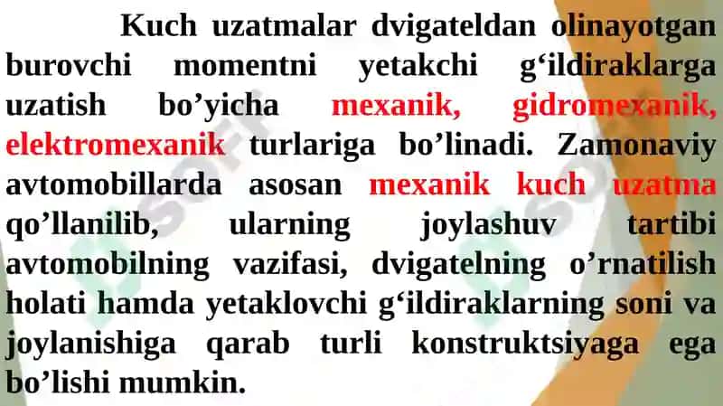 TRANSMISSIYA VAZIFASI VA UMUMIYTUZILISHI 4