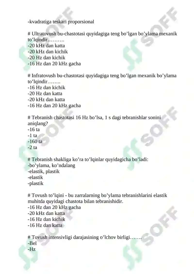 Tibbiy va biologik fizika fanidan test 4