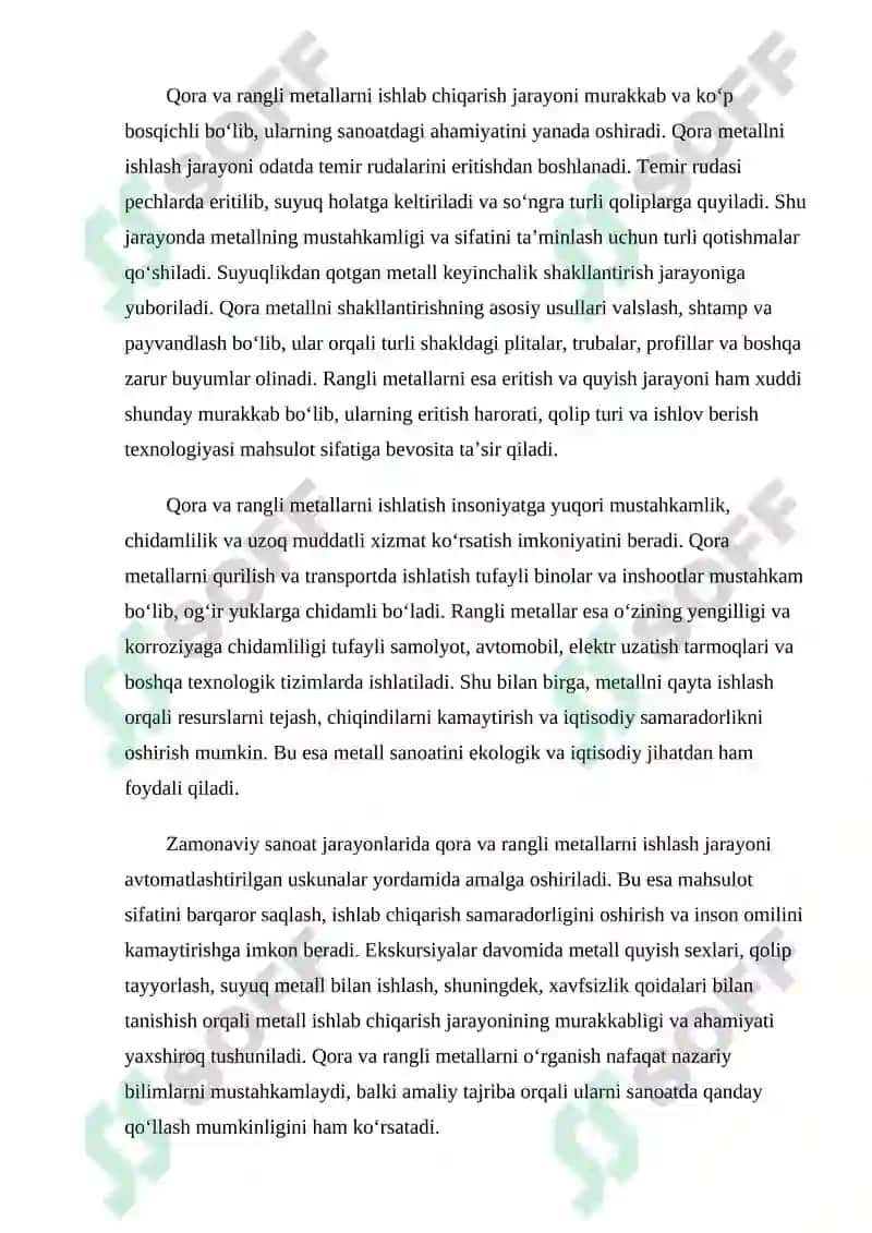Qora va rangli metallarni quyish usullari, zagotovkalarni olish usullarini o‘rganish 4