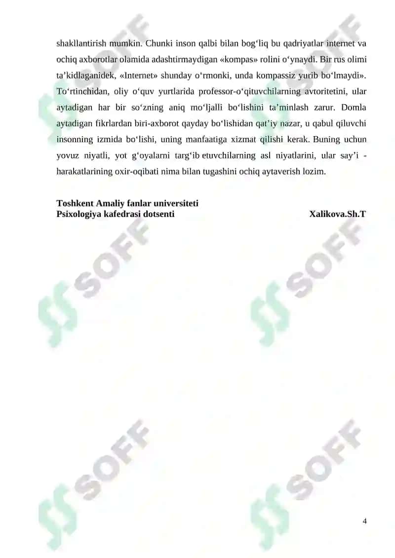 AXBOROT-PSIXOLOGIK XURUJLARNING YOSHLAR TARBIYASIGA XAVF SOLISH HOLATLARINING OLDINI OLISHGA QARATILGAN TADBIRLARNI O‘TKAZISH 4