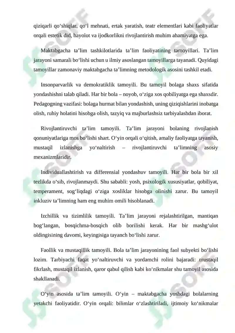 MAKTABGACHA TA’LIM TASHKILOTIDAGI TA’LIM FAOLIYATINING MAQSADLARI VA TAMOYILLARI. 4