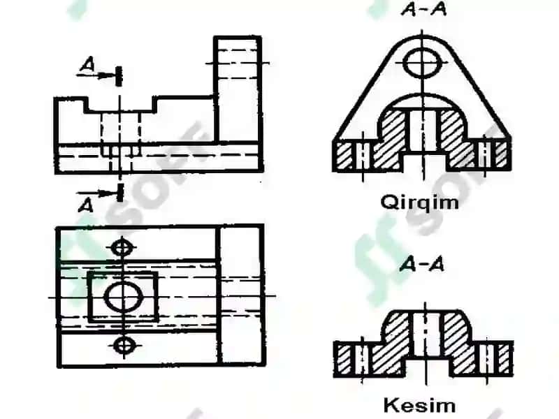 Qirqim va kesim. Og`ma kesim va uning haqiqiy kattaligini yasash 4