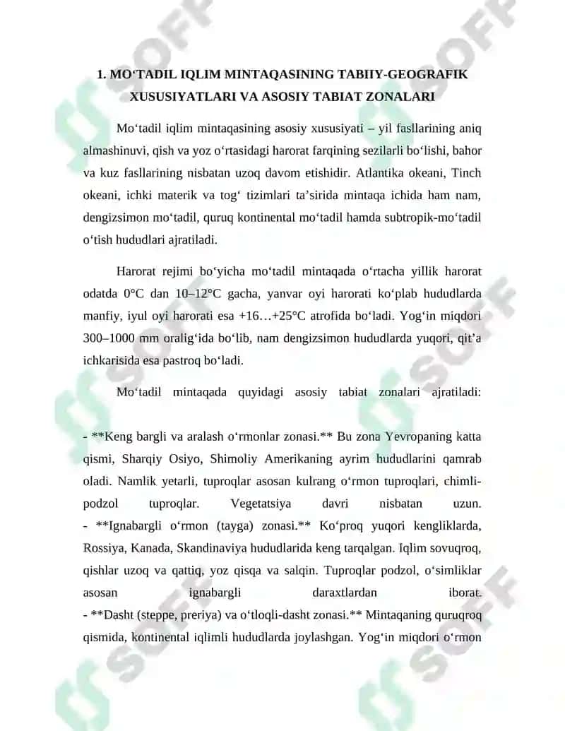 Mo‘tadil iqlim mintaqasi tabiat zonalarida tirik organizmlarning tarqalishi va yashash sharoitlari 4