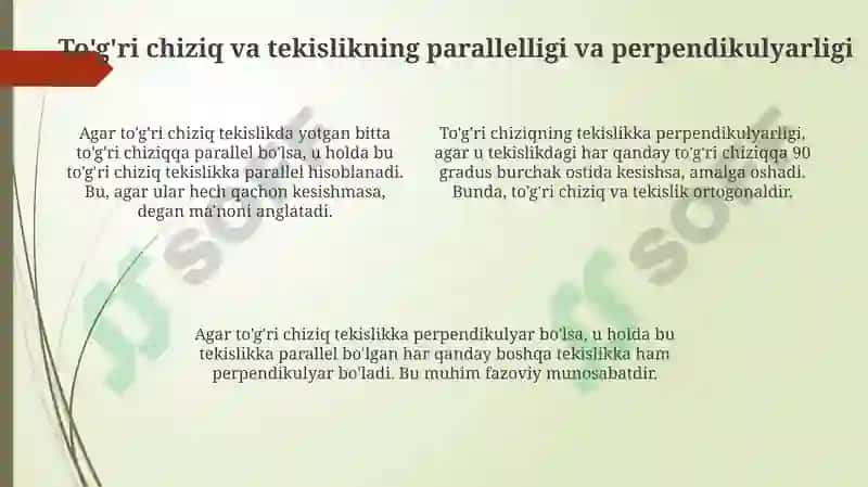 Fazodatoʻgʻrichiziqlarhamdatekisliklaroʻzarojoylashuvi 4