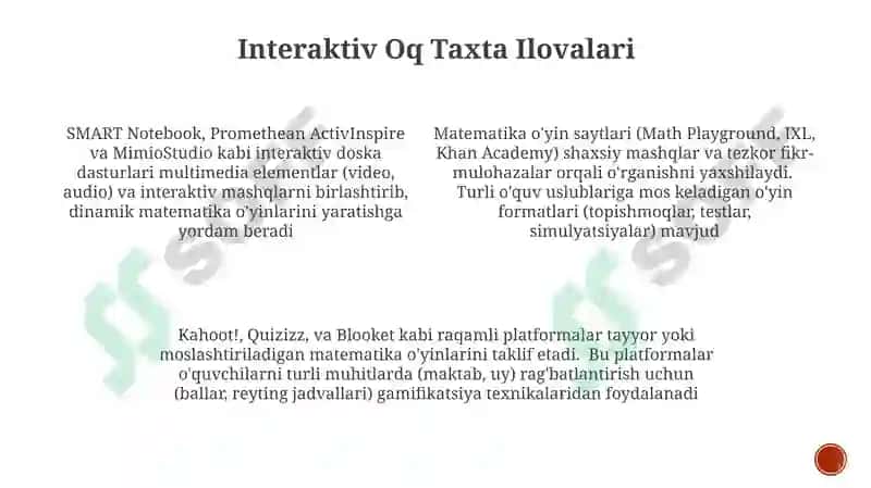 Matematik õyinlarni tashkil etish 4