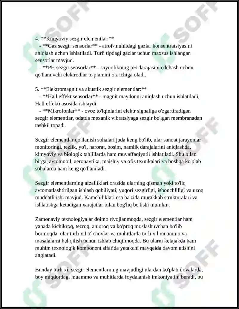 BIRLAMCHI SEZGIR ELEMENTLAR VA ULARNI TURLARI,XUSUSIYATLARI 4
