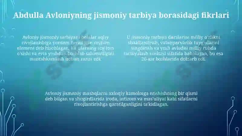 Abdurauf Fitrat va Abdulla Avloniyning jismoniy tarbiyato‘g‘risidagifikrlari 4