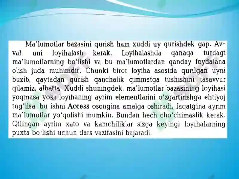 Ma’lumotlar bazasining maqsadi, vazifalari va asosiy tushunchalari 4