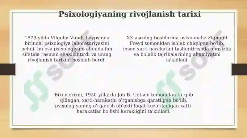 Psixologiya fani predmeti va rivojlanish tarixi 4