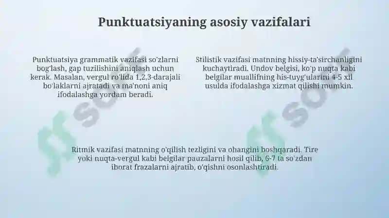 Punktuatsiya belgilari: Asosiy tushunchalar va vazifalar 4
