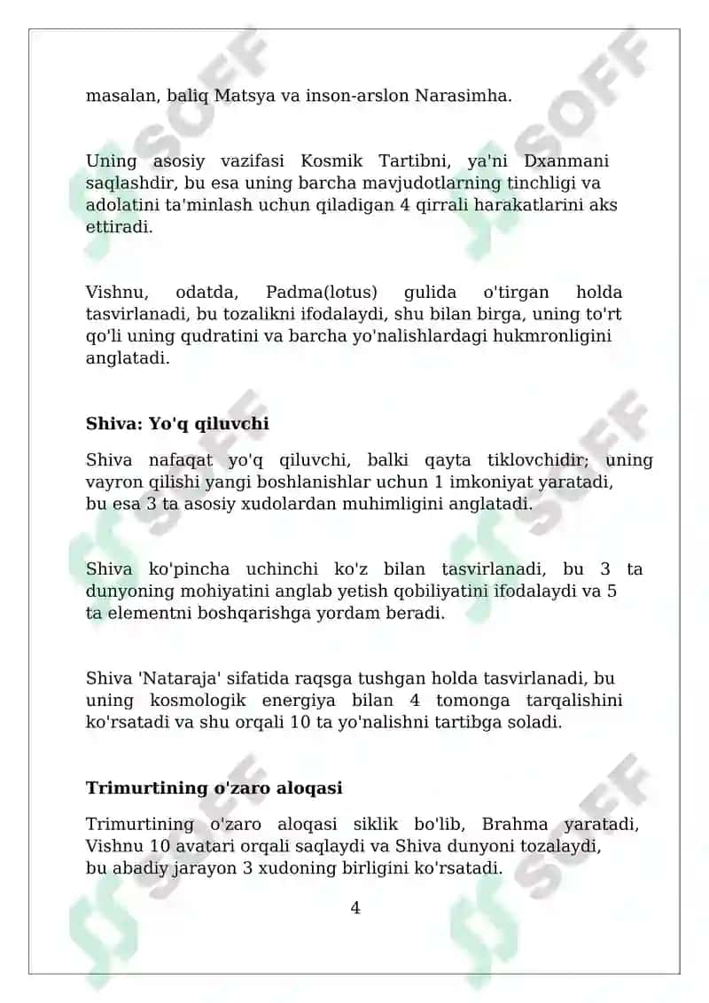Hinduiylikdagi uchlik (trimurti) xudolari 4