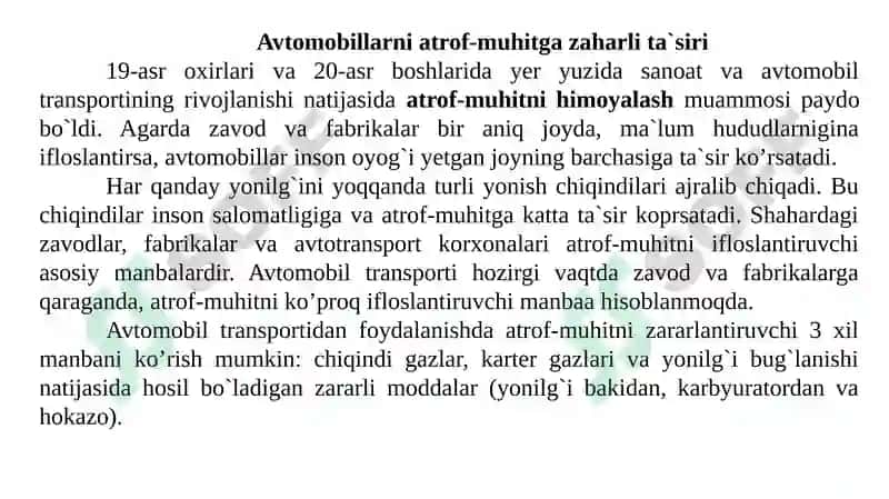 Avtomobillarning atrof-muhitga ta’siri 4