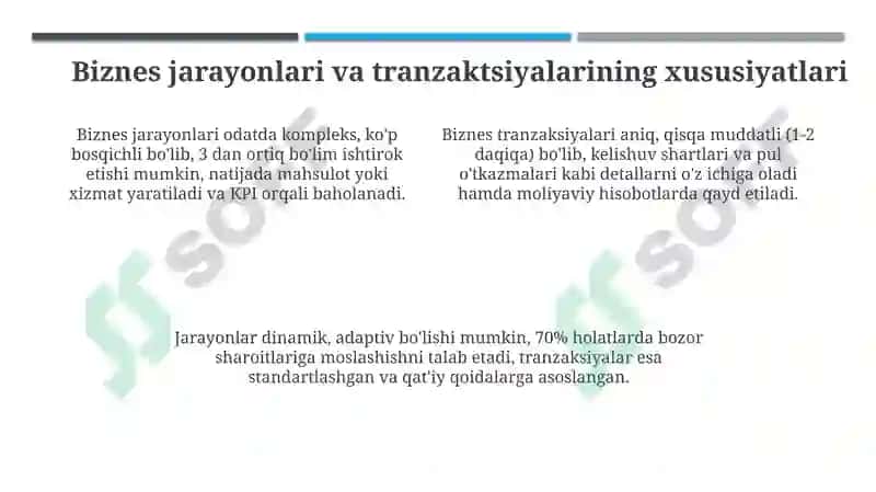 Biznes jarayonlari va tranzaksiyalari 4