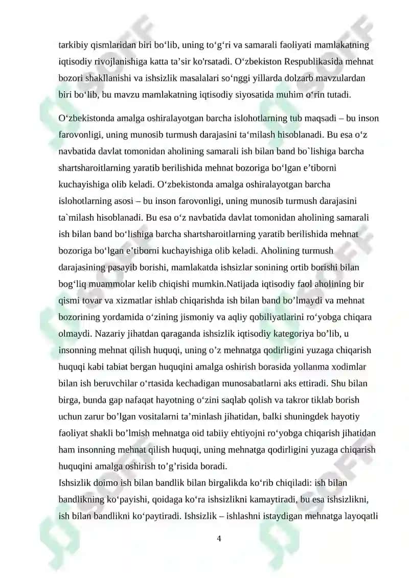 Oʻzbekiston  Respublikasida mehnat bozorining shakllanishi va ishsizlikning oʻziga xos xususiyatlari 4