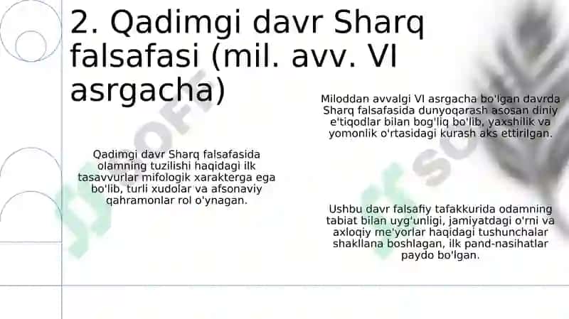 Falsafiy tafakkur taraqqiyot bosqichlari. Sharq falsafasi 4