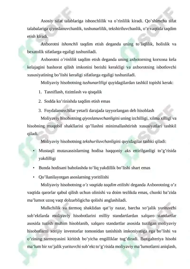 Moliyaviy hisobotlarga kirish hamda ularning mazmuni, mohiyati va tarkibi 4