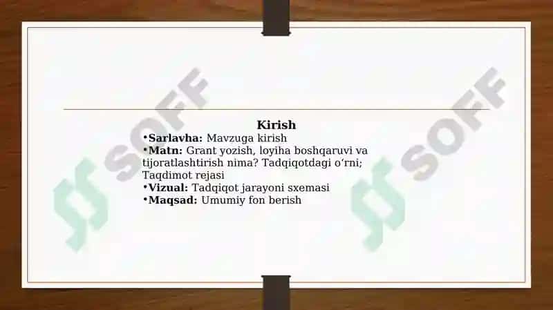 Grant yozish, loyiha boshqaruvi va natijalarni tijoratlashtirish 4