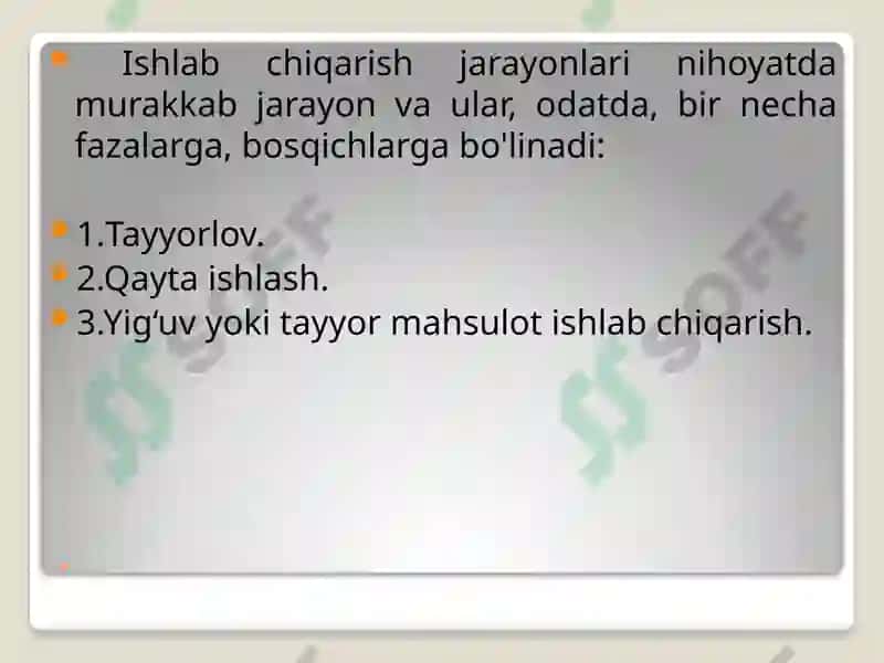 Ishlab chiqarish jarayoni va texnologiyalarning nazariy asoslari 4