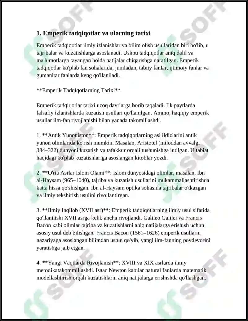 EMPERIK NATIJALARNI QAYTA ISHLASH METODLARI HAQIDA TEST SAVOLLARI TUZISH 4