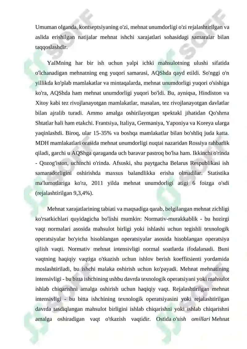 Mehnat unumdorligining darajasi va unga tasir etuvchi omillar 4