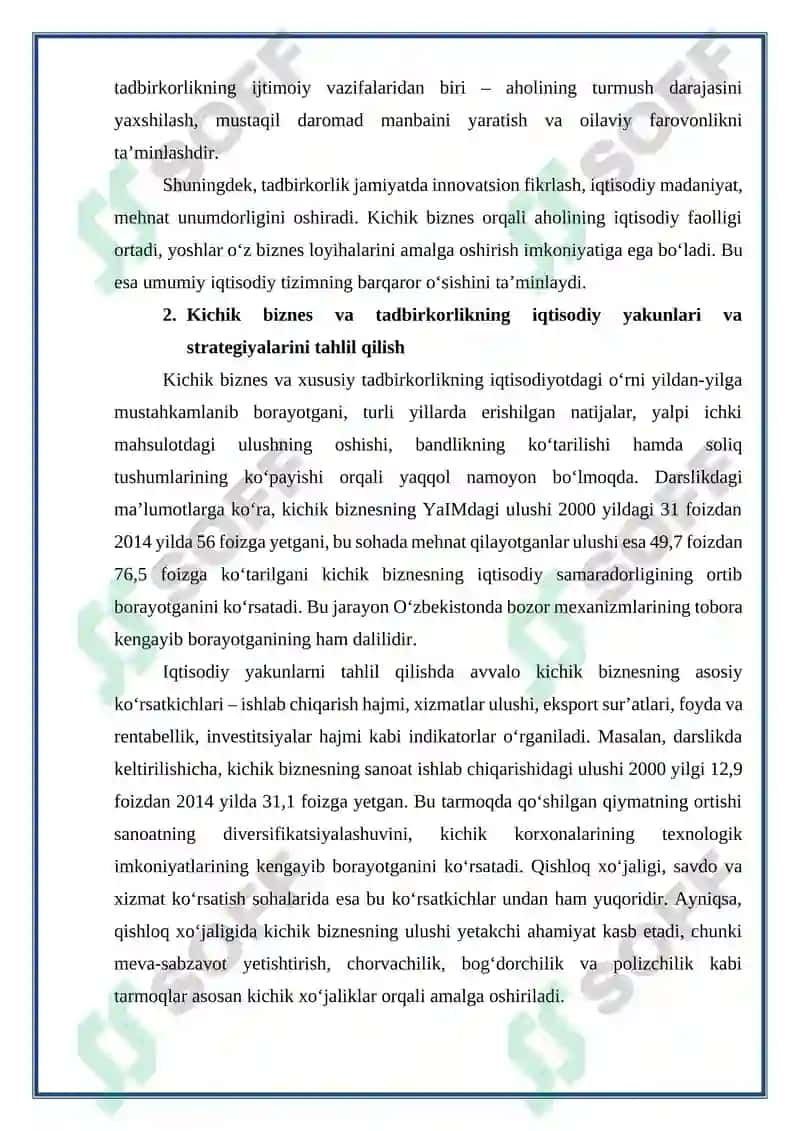 Kichik biznes va tadbirkorlik tushunchalarining iqtisodiy mazmuni 4