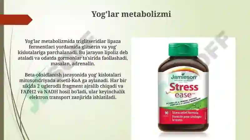 Uglevodlar, Yog'lar va Oqsillar Metabolizmi 4