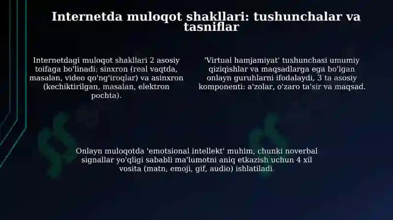 Internetdagi kommunikativ oʻzaro ta’sirning asosiy turlari (ijtimoiy tarmoqlar) 4