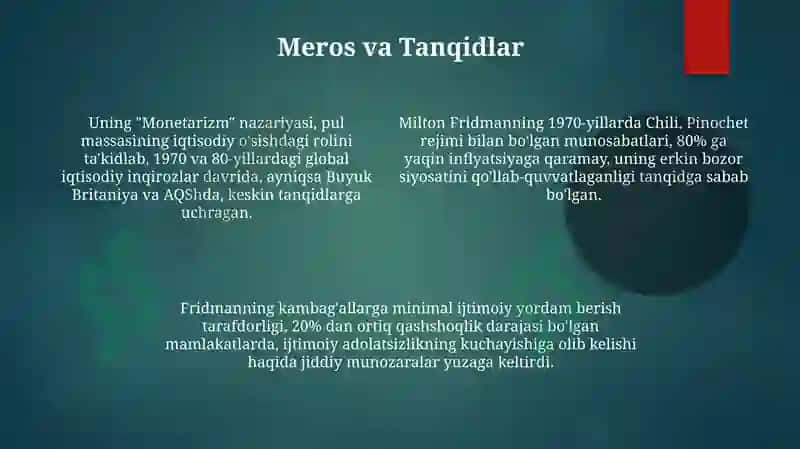 Fridmanning Meros va Tanqidlari 4